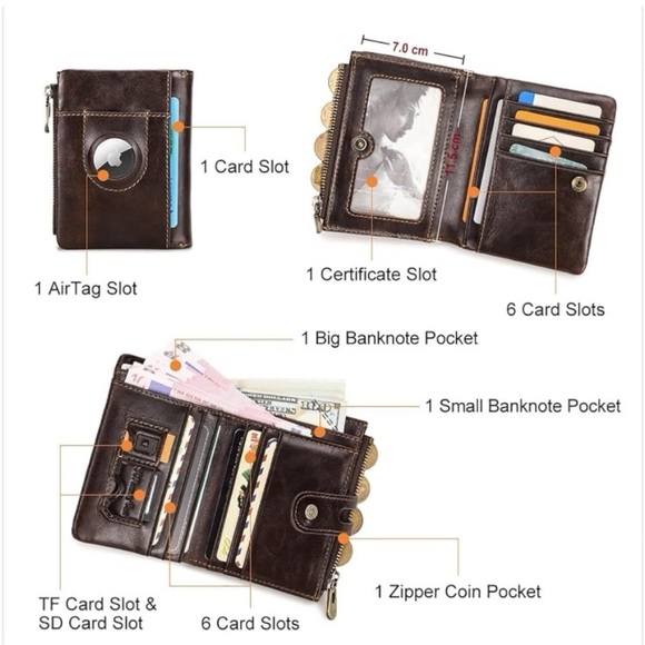 Men’s RFID wallet teal blue with air tag slot NWOT - Picture 2 of 10